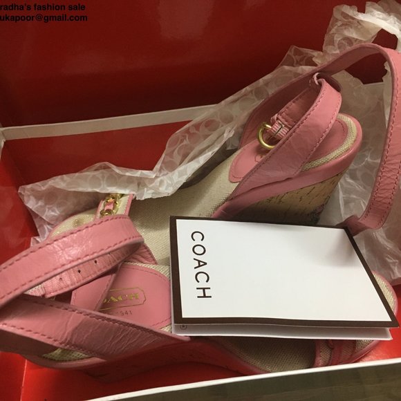 Authentic Coach Ellette Leather and Cork Platform Wedge Ankle Strap Sandals - Picture 10 of 10